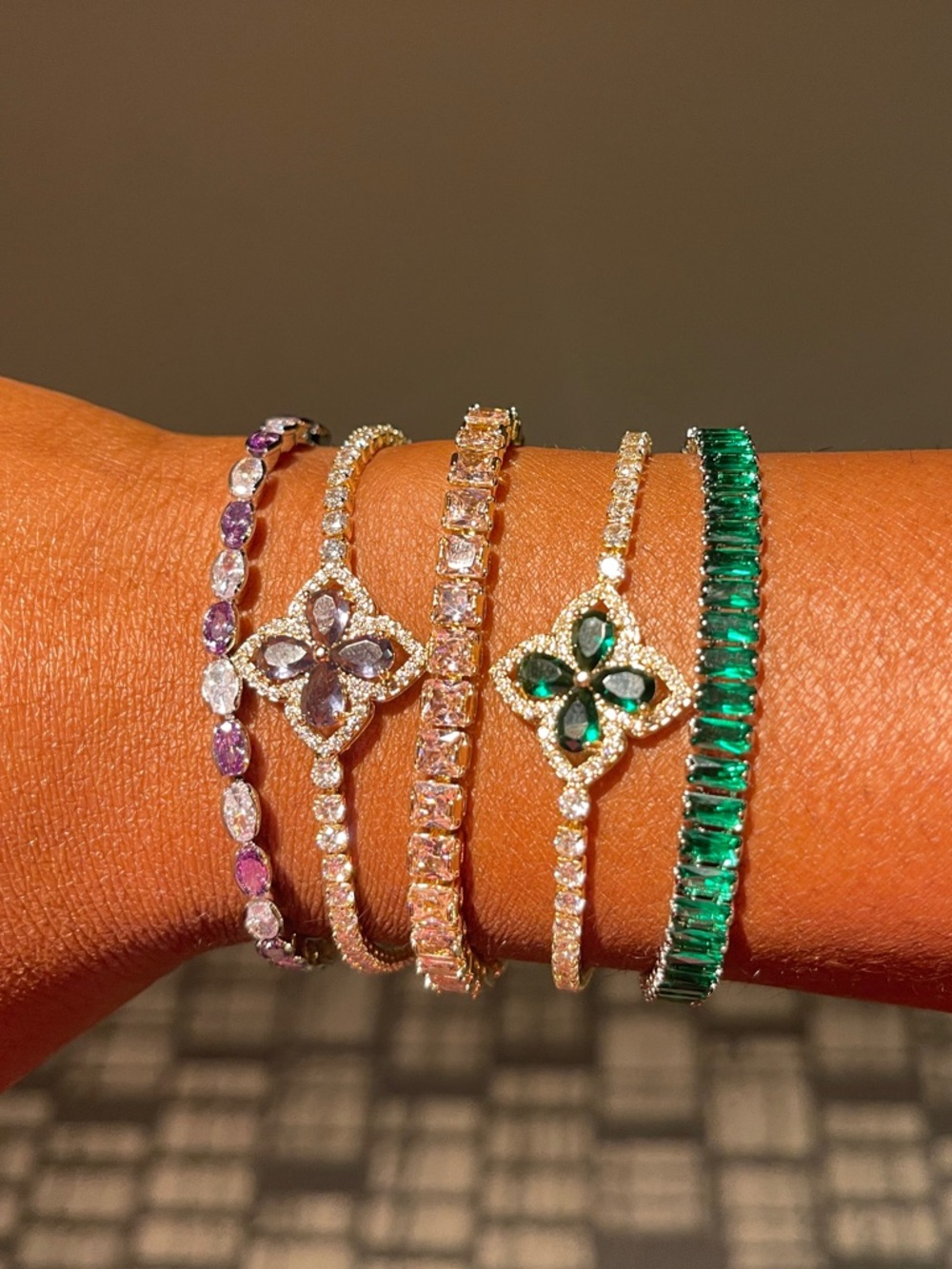 Emerald & Multi-Gemstone Linked Bracelet - Women Jewelry